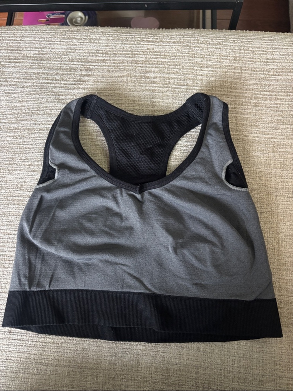 Gray & Black Racerback Sports Bra - Brand Unspecified